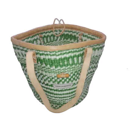 White & Green Kiondo bag- Baraka handicrafts