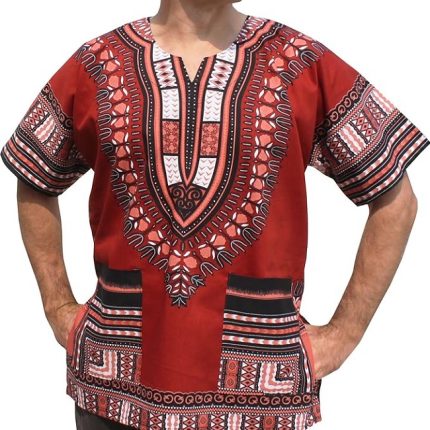 Brick Red dashiki shirt-Baraka handicrafts