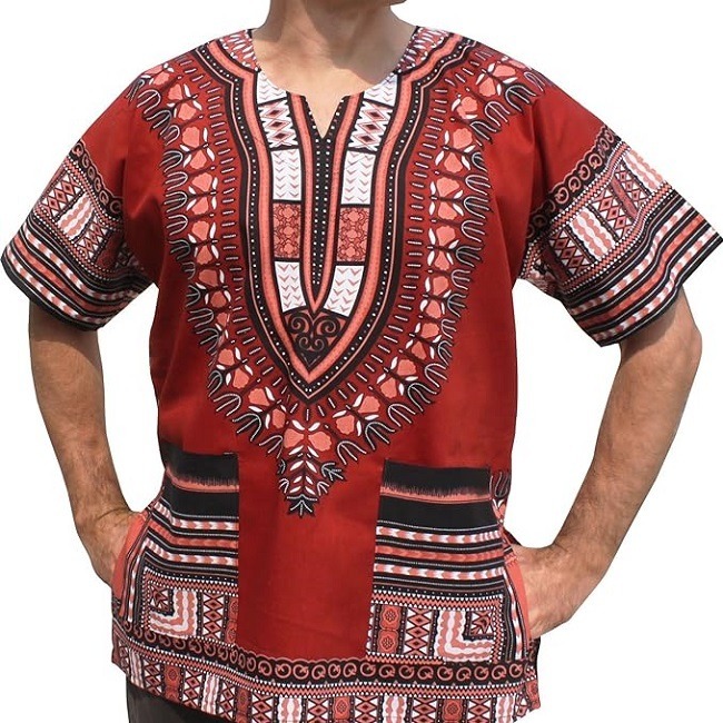 Brick Red dashiki shirt-Baraka handicrafts