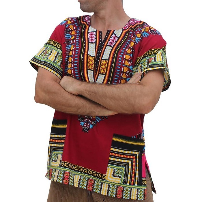 Dark Venetian Red dashiki shirts-Baraka handicrafts