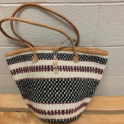 Maroon Black & White Kiondo bag- Baraka handicrafts