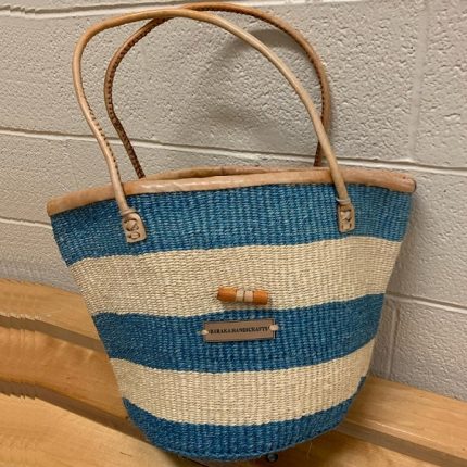 Ocean blue & cream Kiondo bag- Baraka handicrafts