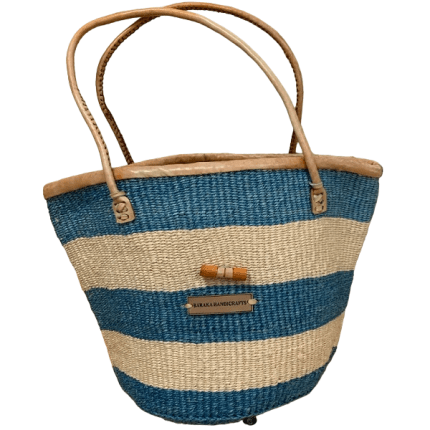 Ocean blue & cream Kiondo bag- Baraka handicrafts