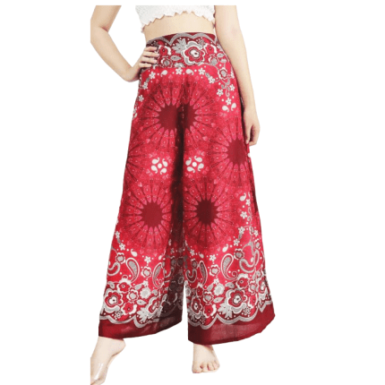 Brick Red sunflower print Palazzo Pants in Canada- Baraka handicrafts