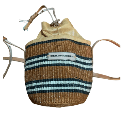 Brown handwoven kiondo bag in Canada