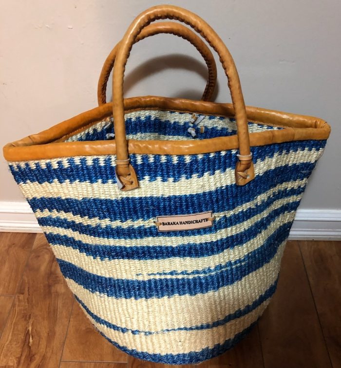 Navy blue cream handwoven kiondo bag in canada