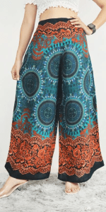 Orange blue sunflower print Palazzo Pants in Canada- Baraka handicrafts