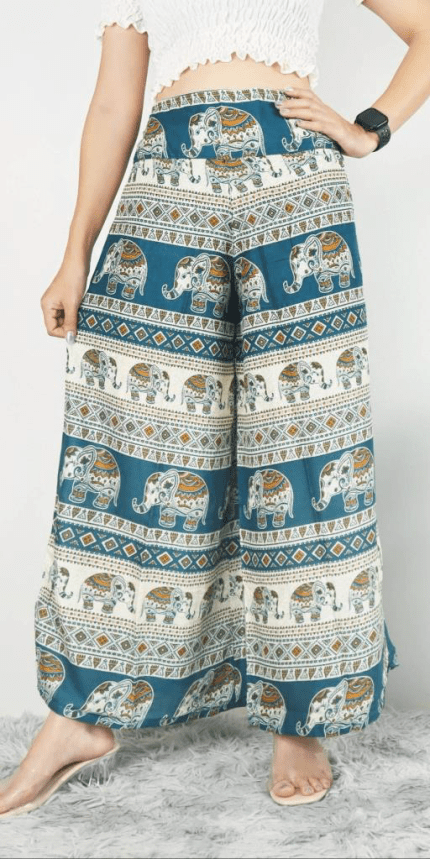 Pine Green elephant print Palazzo Pants in Canada- Baraka handicrafts