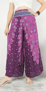 Purple peacock feathers print Palazzo Pants in Canada- Baraka handicrafts