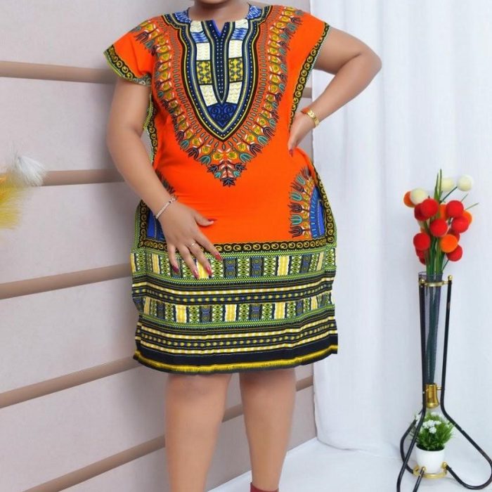 Red Dashiki short Dress in Canada- Baraka Handicrafts