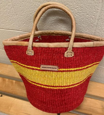 Red yellow handwoven kiondo bag in Canada