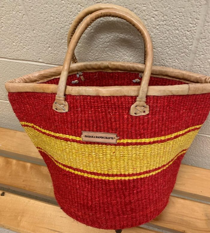 Red yellow handwoven kiondo bag in Canada