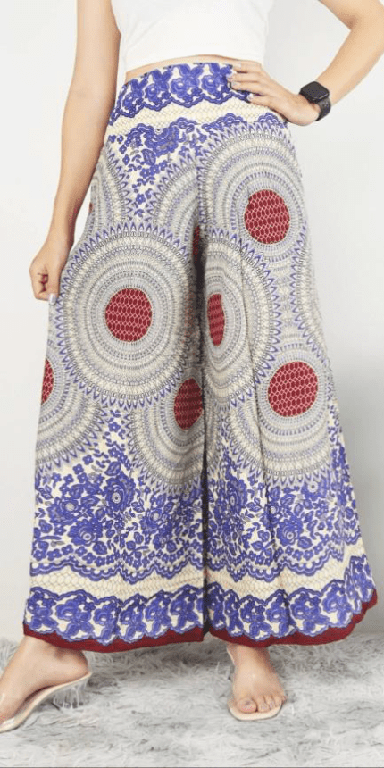 blue sunflower print Palazzo Pants in Canada- Baraka handicrafts